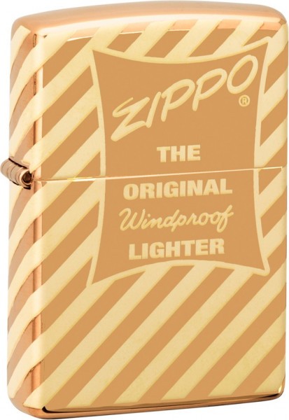 Зажигалка ZIPPO Vintage Box Top с покрытием High Polish Brass, латунь/сталь, золотистая, 38x13x57 мм, без топлива