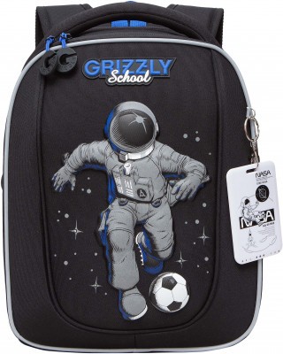 Рюкзак школьный Grizzly RAf-393-6/1 черный - синий
