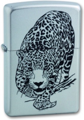 Зажигалка ZIPPO Leopard, с покрытием Satin Chrome™, латунь/сталь, серебристая, матовая, 38x13x57 мм