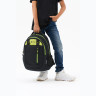 Рюкзак TORBER КЛАСС, черный с зеленой вставкой, 45 x 32 x 16 см +Мешок для сменной обуви в подарок
