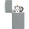Зажигалка ZIPPO Slim® с покрытием Flat Grey, латунь/сталь, серая, глянцевая, 29x10x60 мм