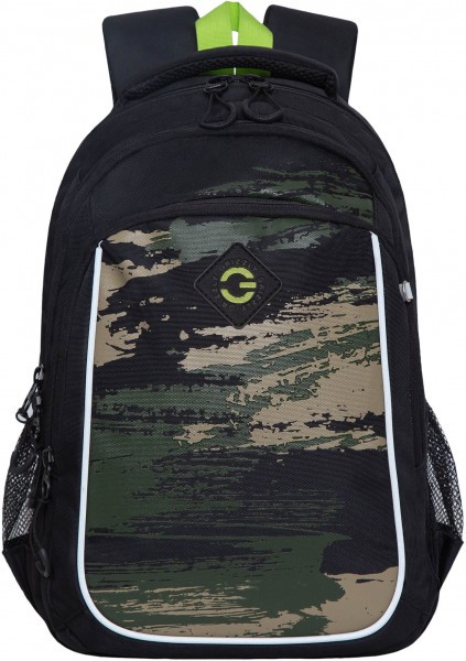 Рюкзак школьный Grizzly RB-252-3f/2 черный - хаки