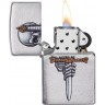 Зажигалка ZIPPO Sword Skull Desig с покрытием Brushed Chrome, латунь/сталь, серебристая, 38x13x57 мм