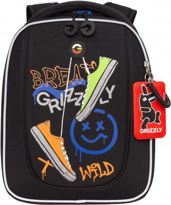 Рюкзак школьный Grizzly RAf-493-3/1 черный