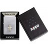 Зажигалка ZIPPO Cross Design с покрытием Satin Chrome, латунь/сталь, серебристая, 38x13x57 мм
