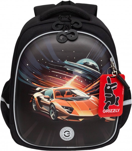 Рюкзак школьный GRIZZLY RAz-587-8/1 черный - терракотовый