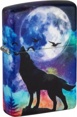 Зажигалка ZIPPO Wolf Design с покрытием 540 Matte, латунь/сталь, разноцветная, матовая, 38x13x57 мм