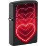 Зажигалка ZIPPO Hearts Design с покрытием Black Light, латунь/сталь, черная, матовая, 38x13x57 мм