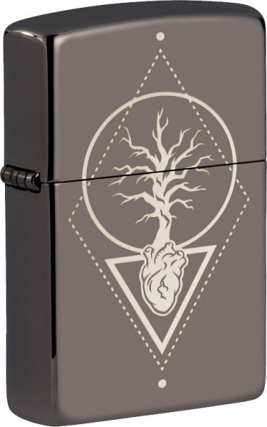 Зажигалка ZIPPO Heart of Tree с покрытием Black Ice®, латунь/сталь, чёрная, глянцевая, 38x13x57 мм