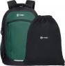 Рюкзак TORBER CLASS X, чёрно-зелёный, 46 x 32 x 18 см + Мешок для сменной обуви в подарок!