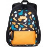 Рюкзак школьный TORBER CLASS X Mini, чёрный/жёлтый с орнаментом, полиэстер 900D + Мешок для обуви в подарок