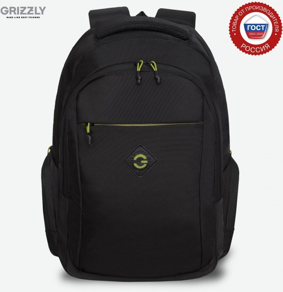 Рюкзак Grizzly RQ-310-2/3 черный - салатовый