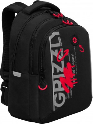 Рюкзак школьный GRIZZLY RB-452-3f/2 черный - красный