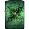 Зажигалка ZIPPO Compass Ghost с покрытием Glow In The Dark Green, латунь/сталь, черная, 38x13x57 мм