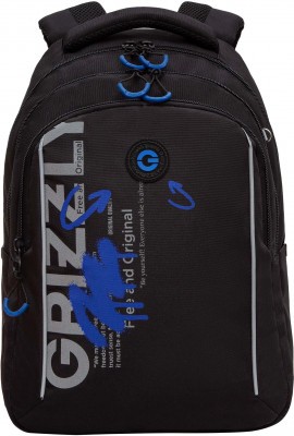 Рюкзак школьный GRIZZLY RB-452-3f/3 черный - синий