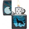 Зажигалка ZIPPO Wolf and Moon с покрытием Black Matte, латунь/сталь, чёрная, матовая, 38x13x57 мм