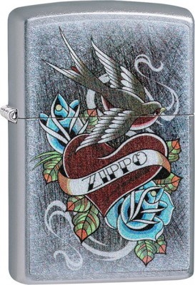 Зажигалка ZIPPO Vintage Tattoo с покрытием Street Chrome™, латунь/сталь, серебристая, 38x13x57 мм