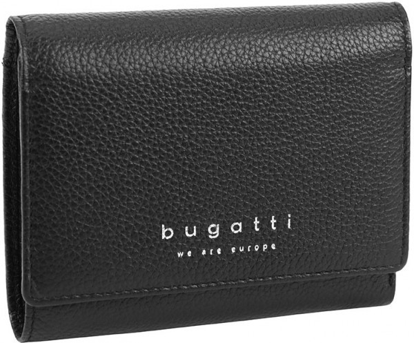 Кошелёк женский BUGATTI Linda, чёрный, натуральная воловья кожа, 12х3х9,5 см, 49367901