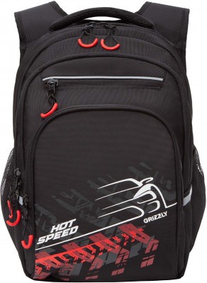 Рюкзак школьный Grizzly RB-350-3/1 черный - красный
