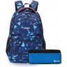 Рюкзак TORBER CLASS X, темно-синий с орнаментом, полиэстер, 45 x 30 x 18 см + Пенал в подарок!