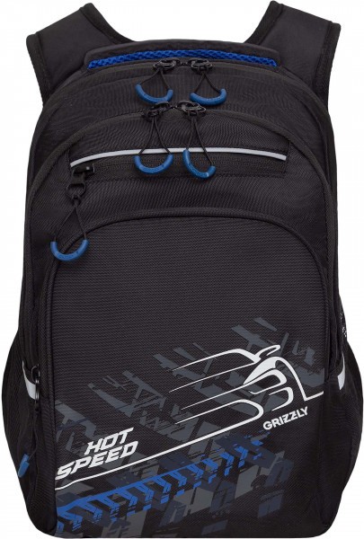 Рюкзак школьный Grizzly RB-350-3/2 черный - синий