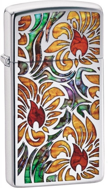 Зажигалка ZIPPO Slim® с покрытием High Polish Chrome, латунь/сталь, серебристая, 29x10x60 мм, без топлива