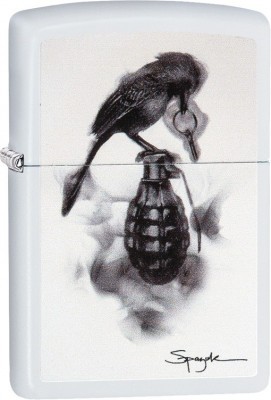Зажигалка ZIPPO Spazuk с покрытием White Matte, латунь/сталь, белая, матовая, 38x13x57 мм