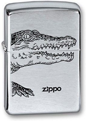 Зажигалка ZIPPO Alligator, с покрытием Brushed Chrome, латунь/сталь, серебристая, 38x13x57 мм