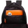 Рюкзак Grizzly школьный с чехлом для мелочей RG-665-1/1 черный - фуксия