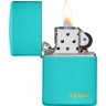 Зажигалка ZIPPO Classic с покрытием Flat Turquoise, латунь/сталь, бирюзовая, глянцевая, 38x13x57 мм № 49454ZL