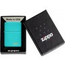 Зажигалка ZIPPO Classic с покрытием Flat Turquoise, латунь/сталь, бирюзовая, глянцевая, 38x13x57 мм № 49454ZL