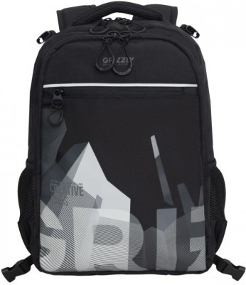 Рюкзак школьный GRIZZLY с мешком RB-558-1/3 черный - серый