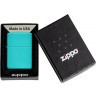 Зажигалка ZIPPO Classic с покрытием Flat Turquoise, латунь/сталь, бирюзовая, глянцевая, 38x13x57 мм № 49454