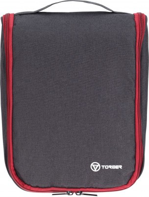 Несессер TORBER, дорожный, чёрный/бордовый, 27 х 22 х 11 см, T010-BRD