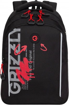 Рюкзак школьный Grizzly RB-452-3/2 черный - красный