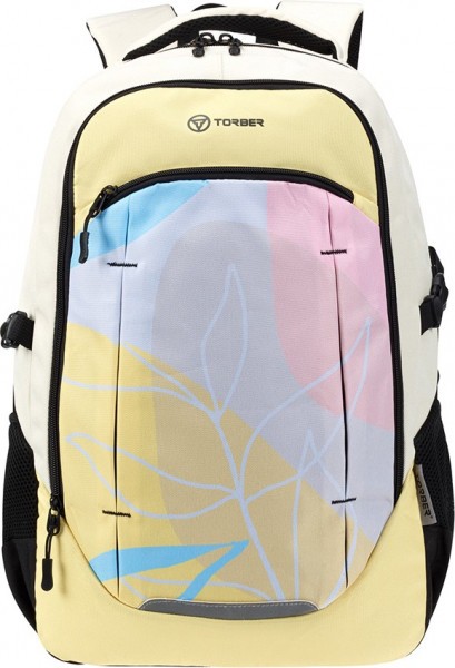 Рюкзак TORBER CLASS X, желтый с орнаментом, 46 x 32 x 18 см, T9355-22-YEL