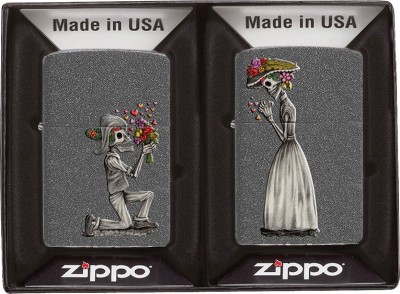 Набор ZIPPO Влюбленные зомби из двух зажигалок с покрытием Iron Stone™, серые, матовые