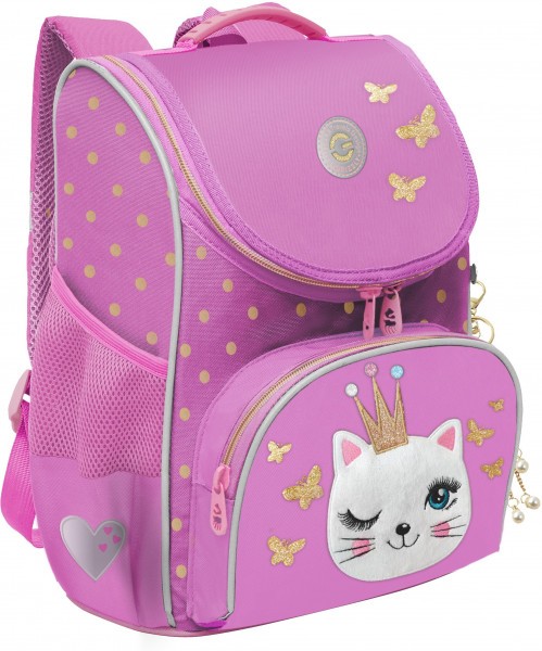 Рюкзак школьный GRIZZLY с мешком RAm-484-3/2 розовый