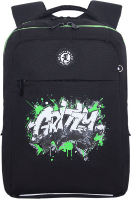 Рюкзак Grizzly школьный RB-656-8/1 черный - салатовый