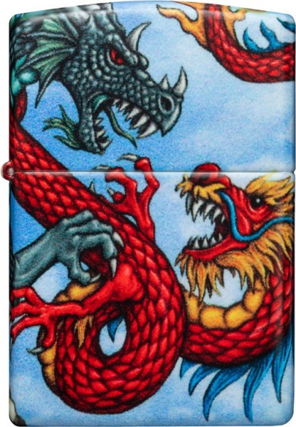 Зажигалка Zippo Dragon с покрытием White Matte, латунь/сталь, разноцветная, матовая, 38x13x57 мм, без топлива