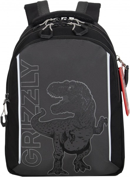 Рюкзак школьный GRIZZLY RB-552-4/3 чёрный - серый