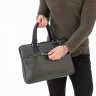 Деловая кожаная сумка для ноутбука Anson Green/Black