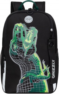 Рюкзак школьный GRIZZLY RB-251-1/2 чёрный-зеленый