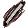Деловая кожаная сумка для ноутбука Anson Сamel/Сoffee