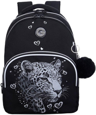 Рюкзак Grizzly школьный с обвесом RG-660-4/2 черный - серебро
