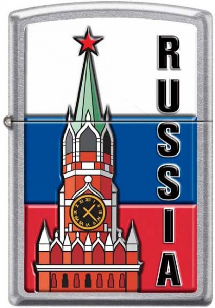 Зажигалка ZIPPO Московский кремль, с покрытием Street Chrome™, латунь/сталь, 38x13x57 мм, без топлива