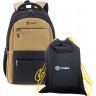 Рюкзак TORBER CLASS X, черно-бежевый, c мешком для сменной обуви, T2602-22-BEI-BLK-M
