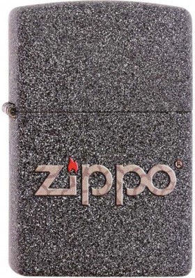 Зажигалка ZIPPO Classic с покрытием Iron Stone™, латунь/сталь, серая, матовая, 38x13x57 мм № 211 SNAKESKIN ZIPPO LOGO