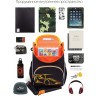 Рюкзак школьный с мешком RAm-385-5/2 черный - оранжевый