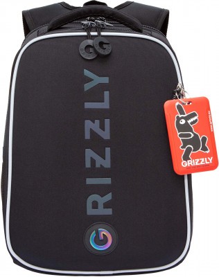 Рюкзак школьный GRIZZLY RAw-595-2/1 чёрный - голографический
